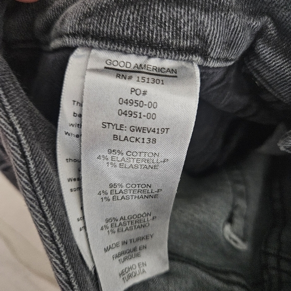Good American Good Waist Distressed Skinny Jeans Black | Size 4/27 - Picture 7 of 9